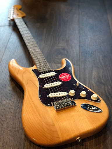 A Squier Stratocaster guitar